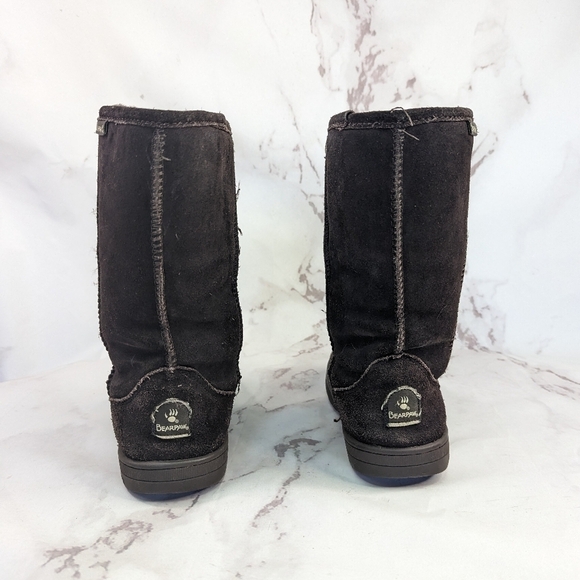 Bearpaw Boots Womens 8 Chocolate Brown Mid Calf Natural Brady - Picture 7 of 10